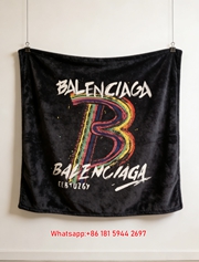 Balenciaga Rainbow B Logo Flannel Sofa Throw Blanket BA147